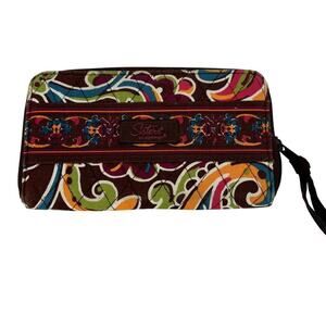 Sisters by Longaberger Wallet Paisley Multi Color Quilted Zip Around Clutch 7.5"
